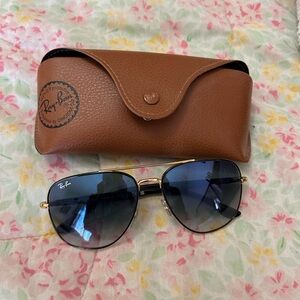 Ray-Ban Gold Frame Sunglasses with Blue Gradient Lenses